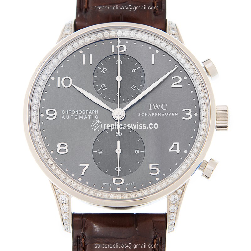 IWC IW371475 Portuguese Replica Watch | Automatic Movement, 18kt Gold Case & Dark Grey Dial