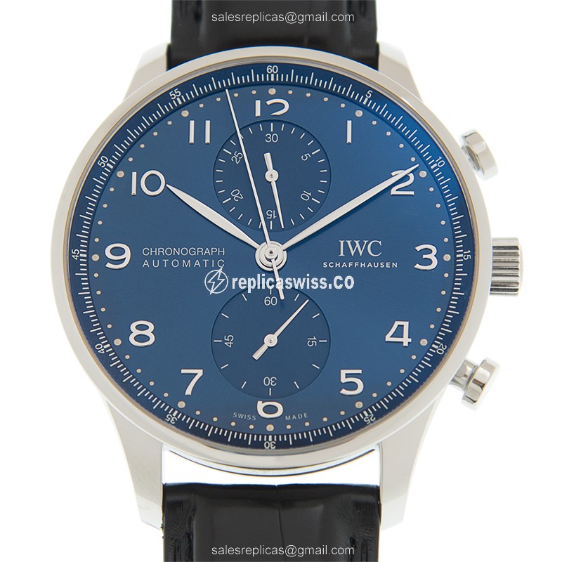 IWC IW371606 Portuguese Replica | Automatic Movement | Blue Steel Case & Alligator Blue Strap Watch