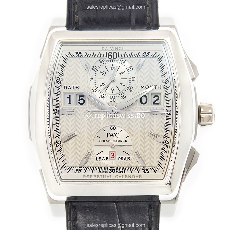 IWC IW376101 DA VINCI Replica Watch | Automatic Movement, 18kt Gold Case, Silver Dial