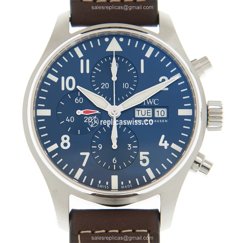 IWC IW377714 PILOTS Replica | Automatic Movement | Blue Dial & Brown Cowhide Strap Watch