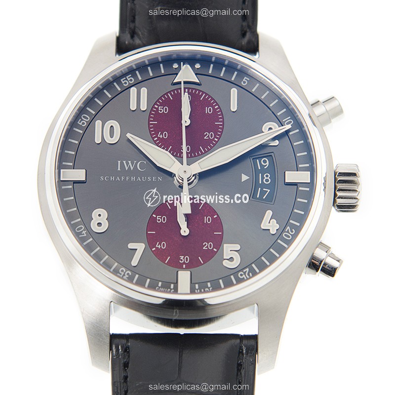 IWC IW387810 PILOTS Automatic Steel Replica, Grey Dial, Alligator Leather Strap Watch