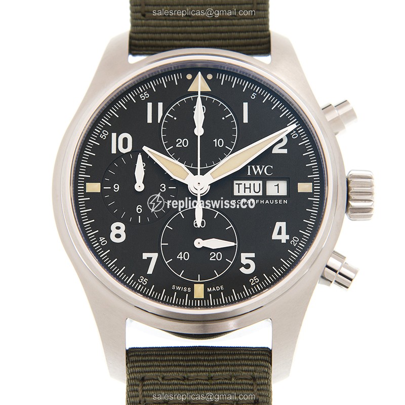 IWC IW387901 PILOTS Replica, Automatic Movement, Black Dial, Stainless Steel Case Watch