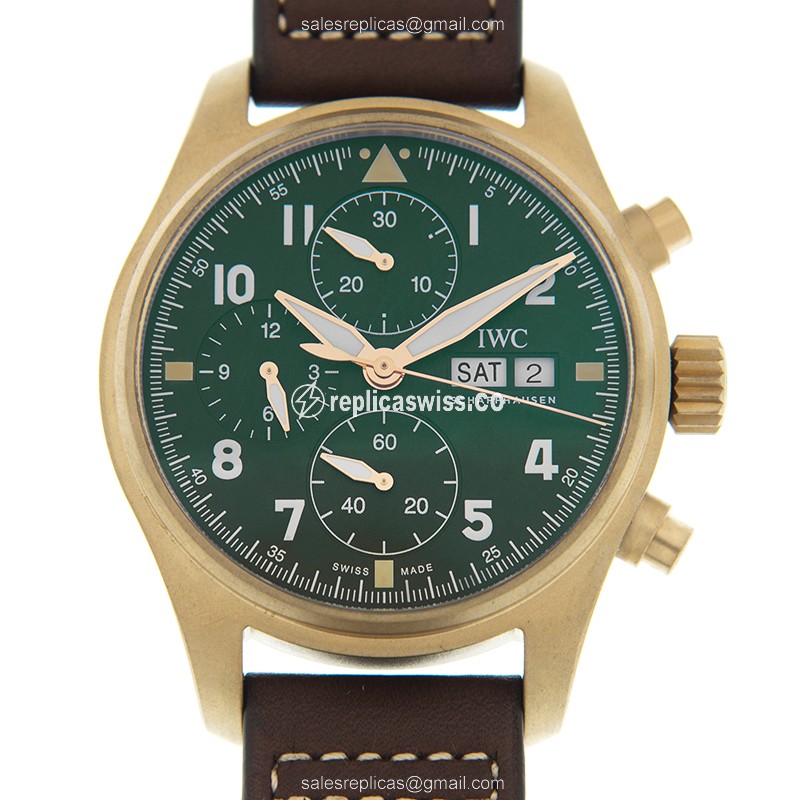 IWC IW387902 Spitfire Replica | Automatic Movement, Green Dial, Bronze Case Watch