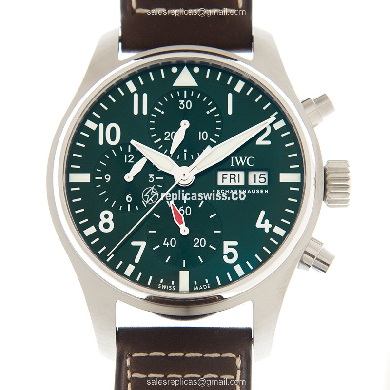 IWC IW388103 PILOTS Replica, Automatic Movement, Green Dial, Brown Leather Strap Watch