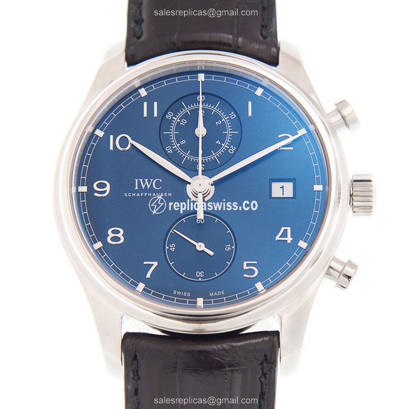 IWC IW390303 Portuguese Replica, Automatic Movement, Blue Dial, Stainless Steel Case Watch