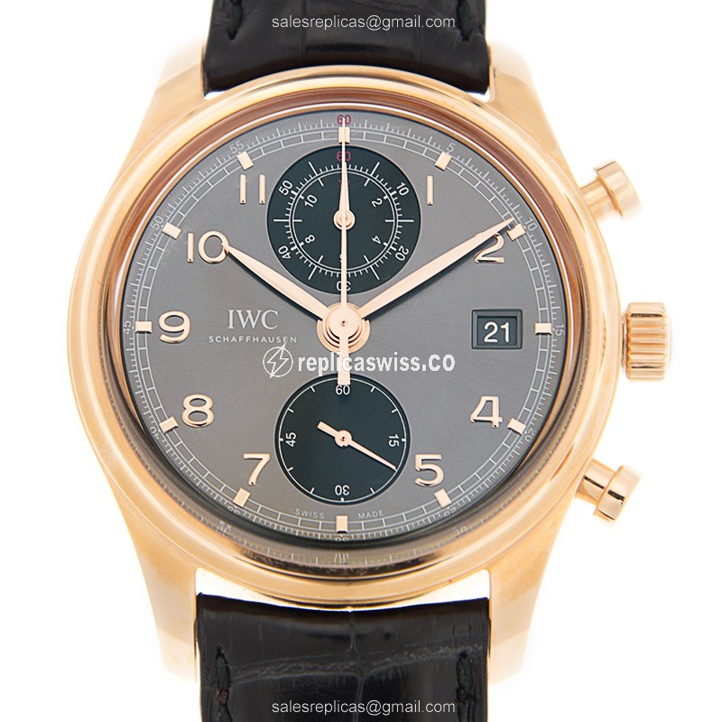IWC IW390405 Portuguese Replica | Automatic Movement, 18kt Rose Gold Case, Black Alligator Strap