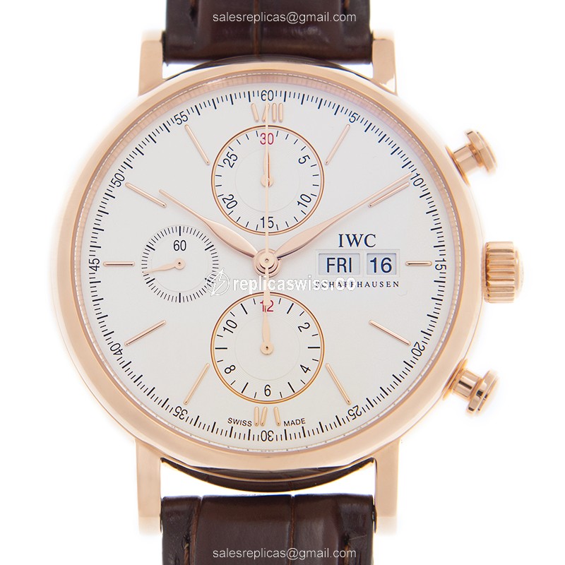 IWC IW391025 PORTOFINO — Automatic Movement, 18kt Gold Case, Silver Dial Watch