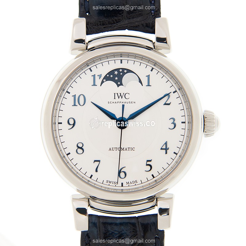 IWC IW459306 Da Vinci Replica with Silver Dial & Automatic Movement, Alligator Blue Strap Watch