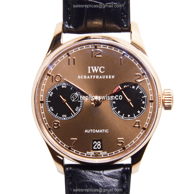 IWC IW500124 Portuguese Automatic Gold Watch with Brown Dial & Alligator Strap