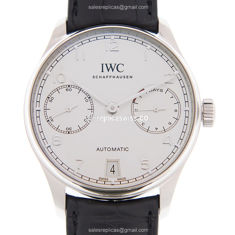 IWC IW500712 Portuguese Replica, Automatic Movement, Silver Dial & Black Alligator Strap Watch