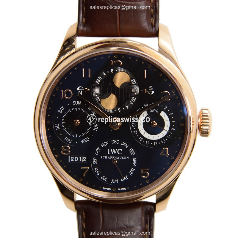 IWC IW503202 Portuguese Replica Watch | Automatic Movement | Black Dial | 18kt Gold Case