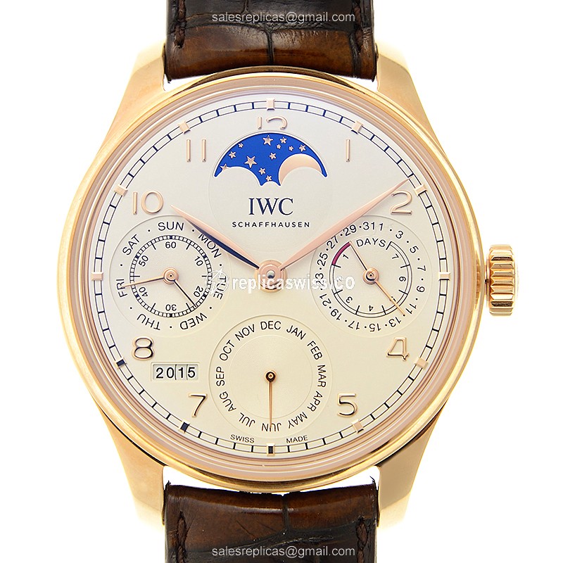 IWC IW503302 Portuguese Replica in 18kt Rose Gold — Automatic Movement, White Dial & Alligator