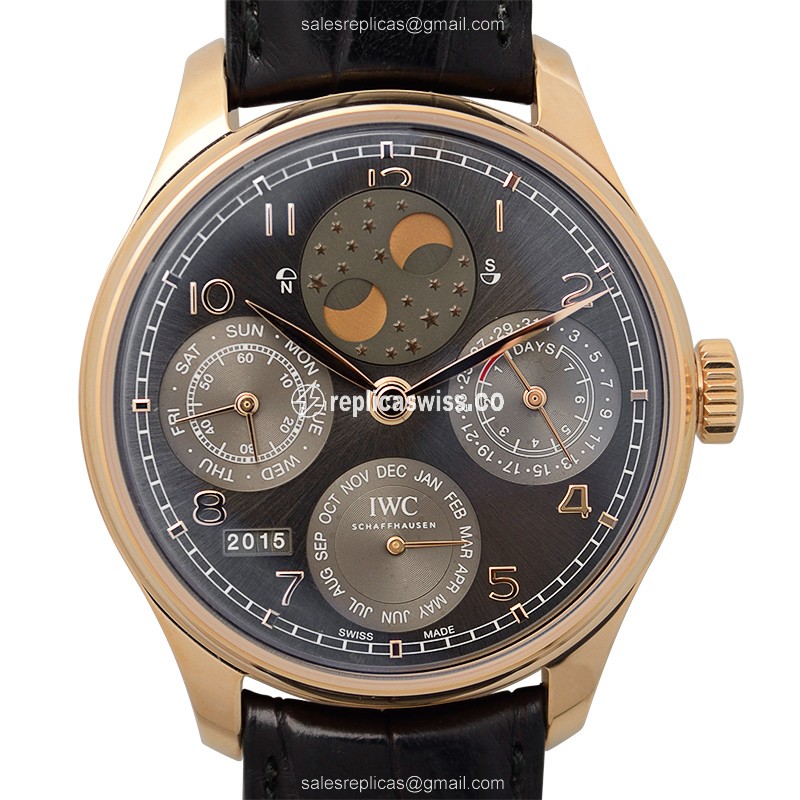 IWC IW503404 Portuguese Replica Watch | Automatic Movement | Dark Grey Dial, 18kt Gold Case