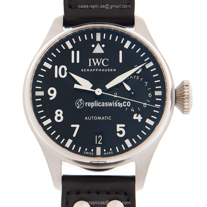 IWC PILOTS Automatic Replica | Black Dial, Stainless Steel Case, Leather Strap Watch