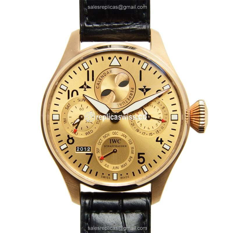IWC PILOTS IW502639 Automatic Gold Case, Sapphire Crystal, Black Alligator Strap Watch