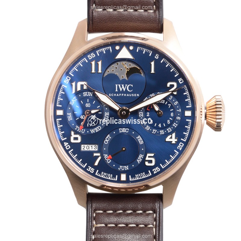 IWC PILOTS IW502802 Replica in 18kt Gold with Blue Dial Automatic Movement Watch