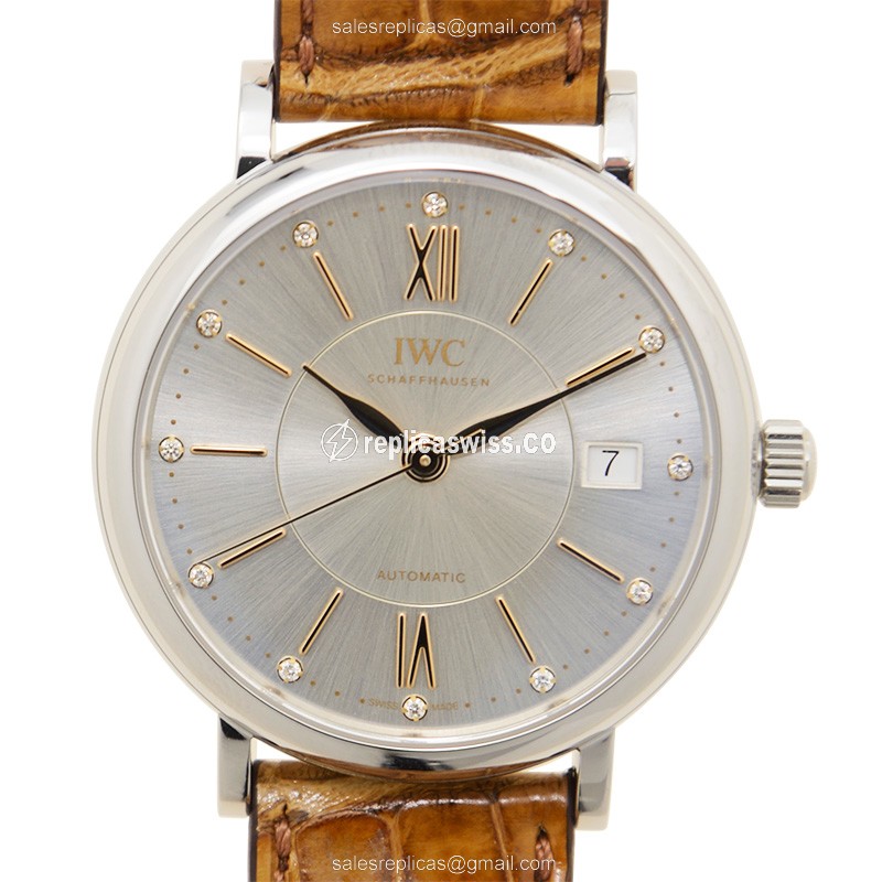 IWC Portofino Automatic Silver Dial | Alligator Brown Strap | Sapphire Crystal Watch