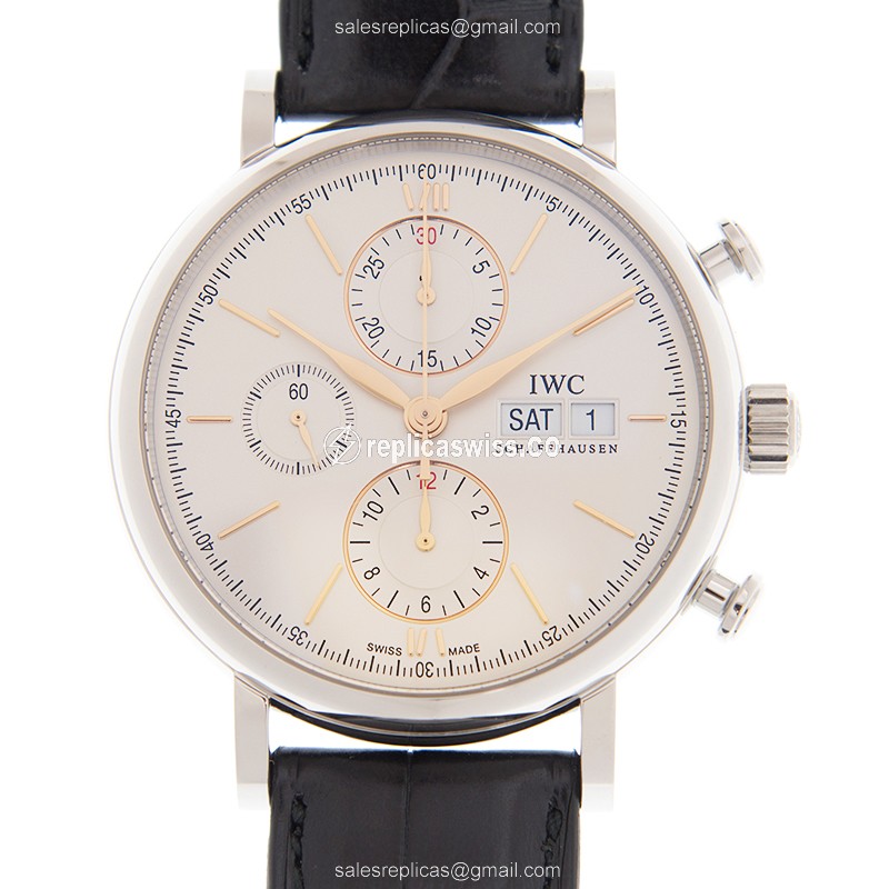 IWC Portofino Automatic Watch | White Dial, Stainless Steel Case & Alligator Strap