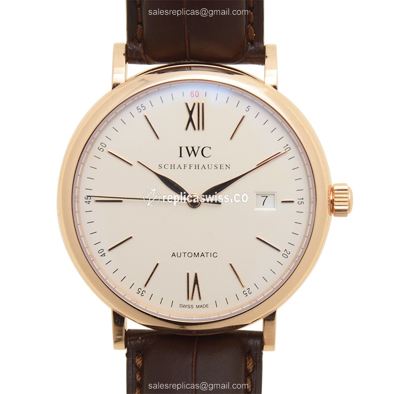 IWC Portofino IW356504 Replica | Automatic Movement, 18kt Rose Gold Case, Silver Dial Watch