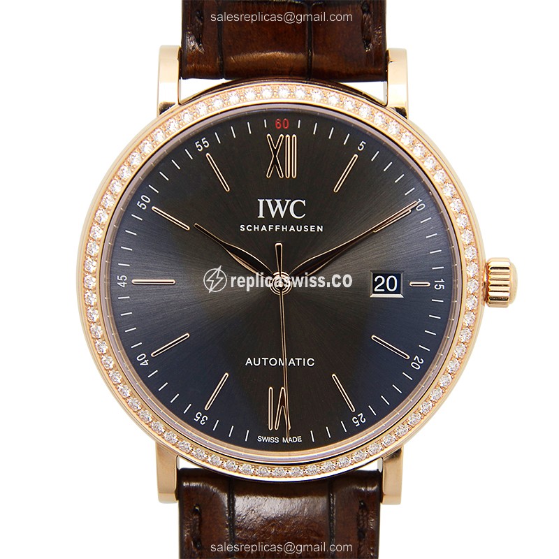 IWC Portofino IW356516 Replica, Automatic, 18kt Rose Gold Case, Dark Grey Dial Watch