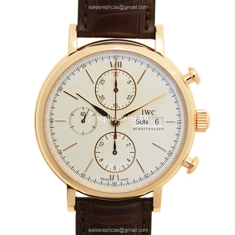 IWC Portofino IW391020 Replica | Automatic Movement, 18kt Gold Case, White Dial Watch