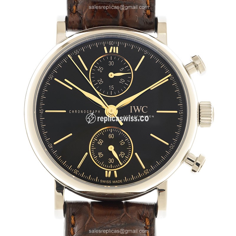 IWC Portofino IW391404 Replica | Automatic Movement, Black Dial, Leather Strap Watch