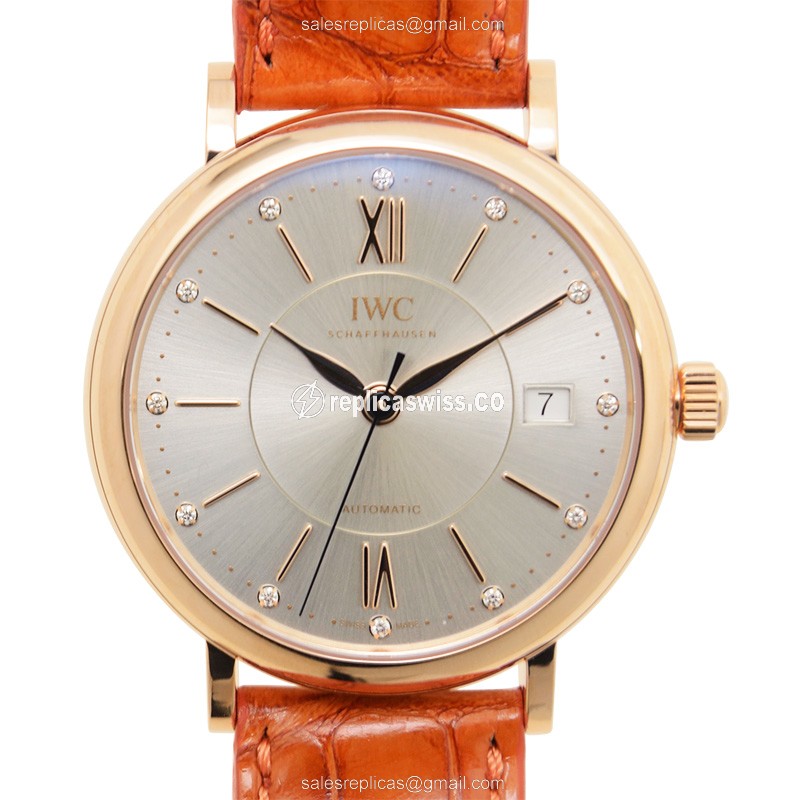 IWC Portofino IW458105 Replica in 18kt Gold, Automatic Movement & Silver Dial Watch