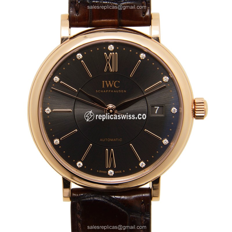 IWC Portofino IW458106 Replica | Automatic Movement, 18kt Gold Case, Dark Grey Dial Watch