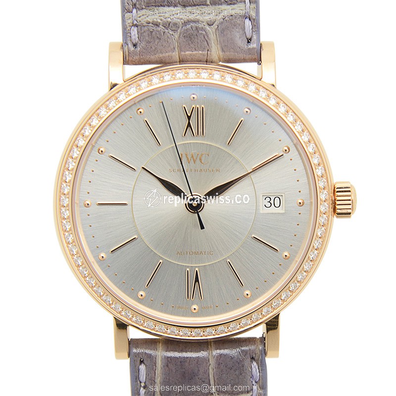 IWC Portofino IW458107 Replica in 18kt Rose Gold, Automatic Movement & Silver Dial Watch