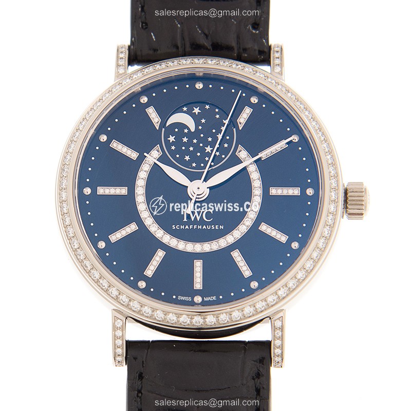 IWC Portofino IW459004 Replica | Automatic Movement, 18kt White Gold Case, Black Leather Strap Watch