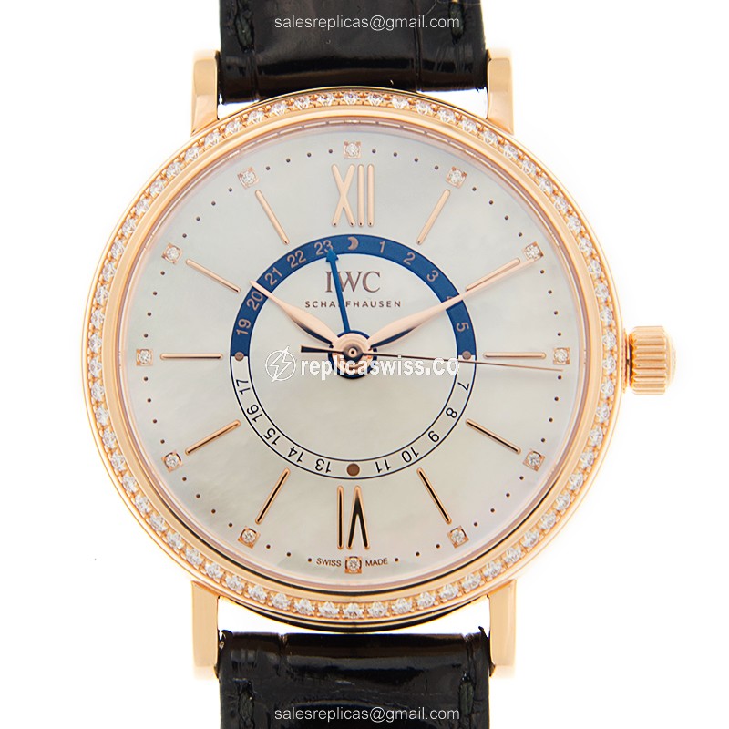 IWC Portofino IW459102 Replica | Automatic Movement | White Dial & Alligator strap Watch