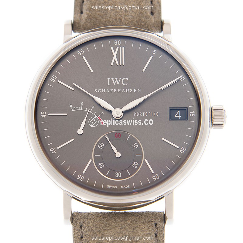 IWC Portofino IW510115 Manual Wind Steel Case with Gray Dial & Blue Leather Strap Watch