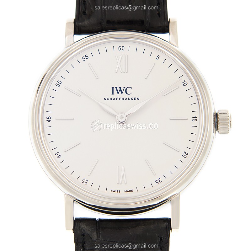 IWC Portofino IW511102 Manual Wind Replica | White Dial & Stainless Steel Case, Alligator Strap