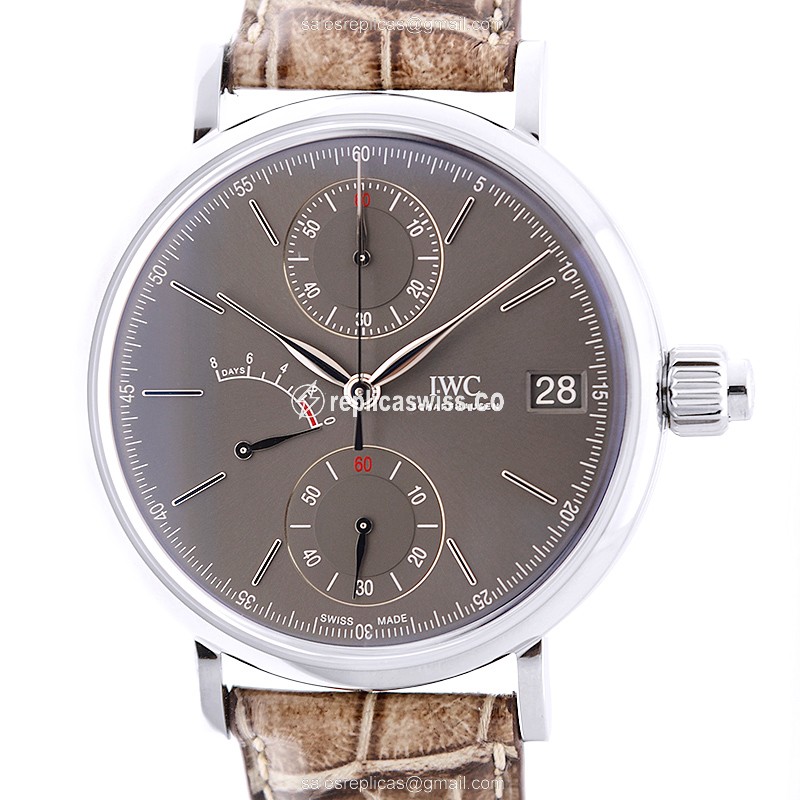 IWC Portofino IW515103 Manual Wind | 18kt Gold Case | Gray Dial | Brown Alligator Strap Watch