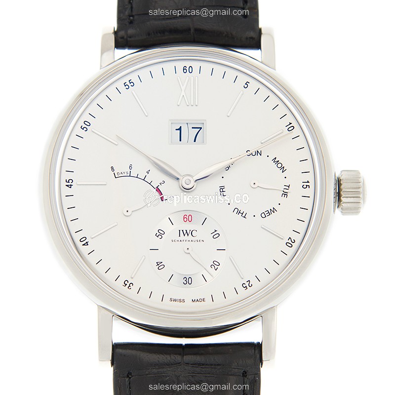 IWC Portofino IW516201 Manual Wind Steel Case, White Dial, Black Alligator Strap Watch