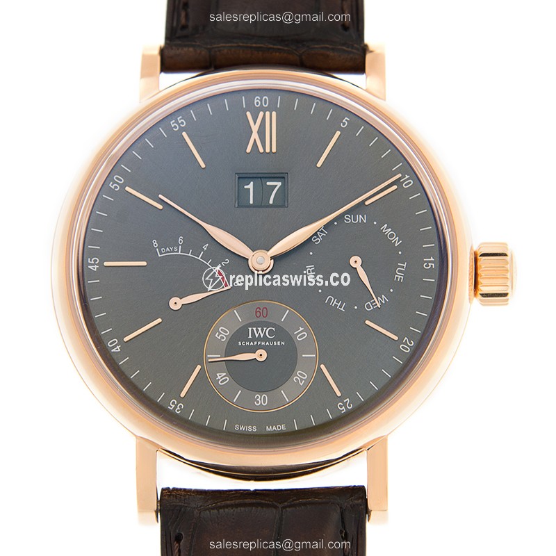 IWC Portofino IW516203 Replica, Manual Wind, 18kt Gold Case, Dark Grey Dial Watch