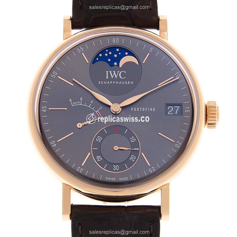 IWC Portofino IW516403 Manual Wind | 18kt Rose Gold Case | Gray Dial & Alligator Strap Watch