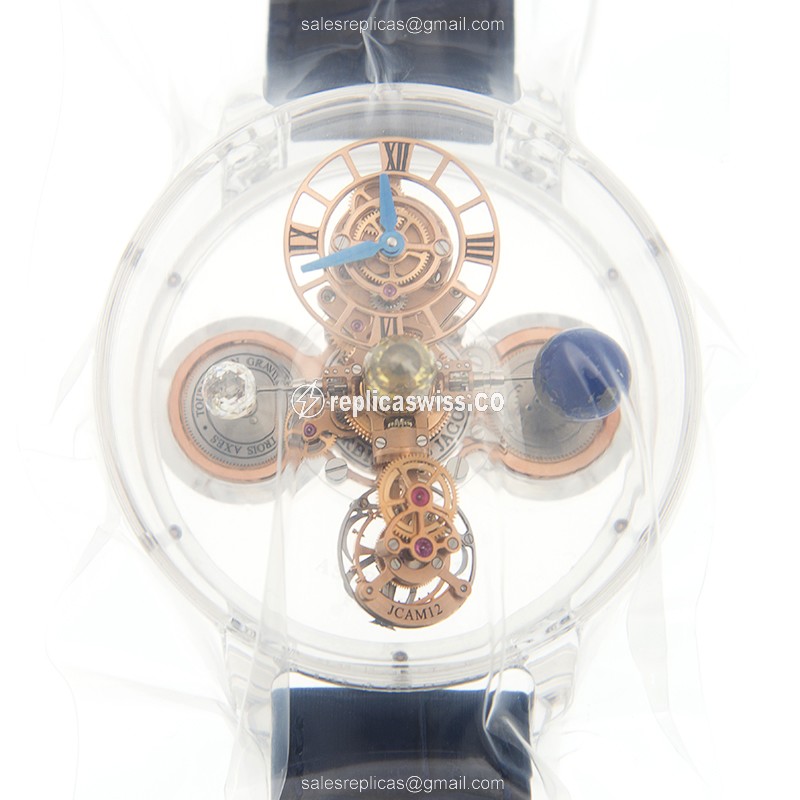Jacob & Co. 125.80.AA.SD.A ASTRONOMIA | Manual Wind | Sapphire Crystal Case, Blue Leather Strap