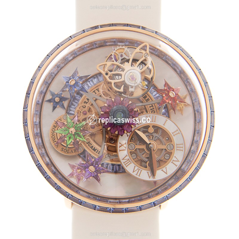 Jacob & Co. AF321.40.BB.AB.ASB4A Fleur De Jardine Manual Wind, 18kt Rose Gold Case, Skull Dial &