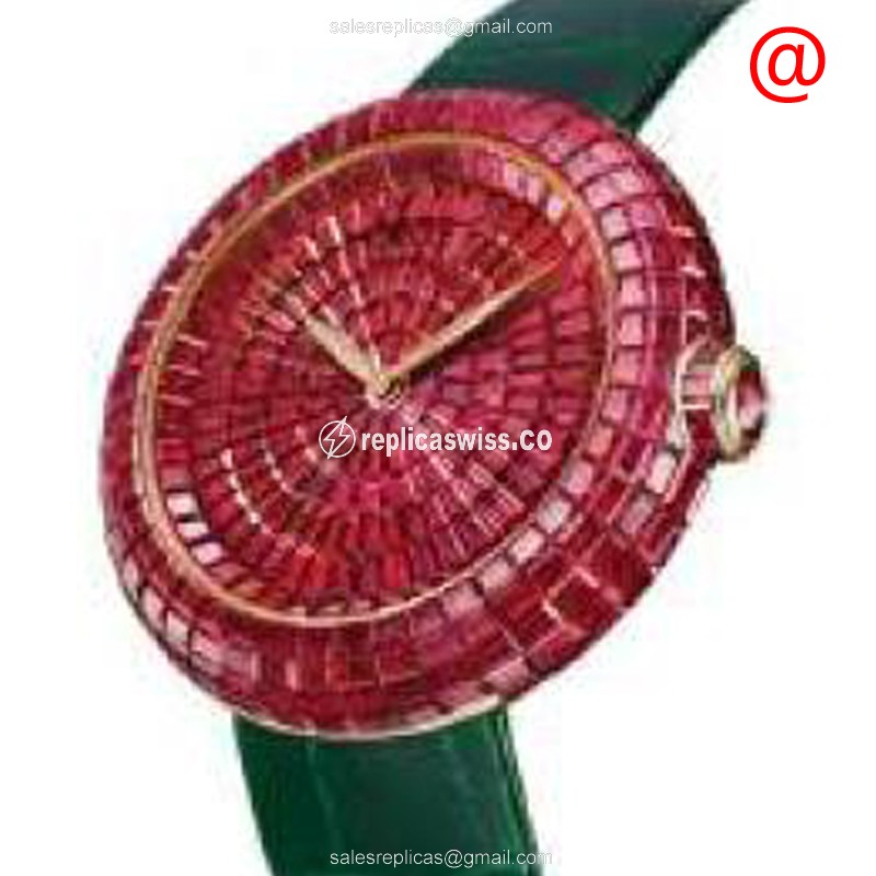 Jacob & Co. BA534.40.BR.BR.ABF4A Manual Wind 18kt Rose Gold Replica with Red Dial & Alligator Green