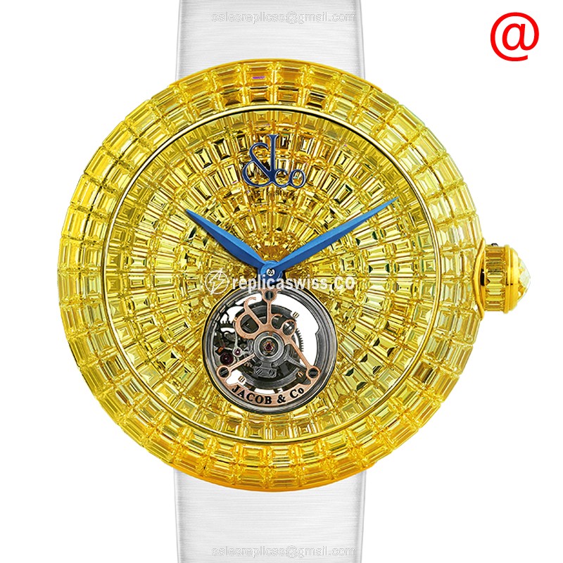 Jacob & Co BT543.50.BY.BY.BSB4D Manual Wind Replica with 18kt Gold Case & Gold Dial | Leather Strap