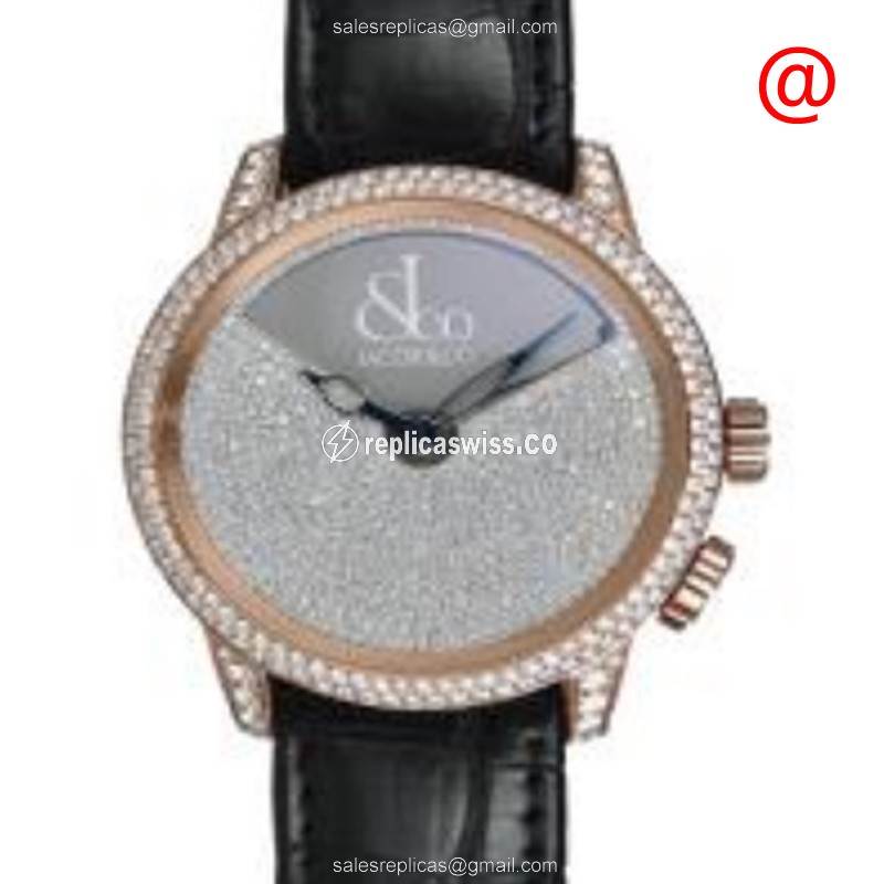 Jacob & Co. CAL1-RG Manual Wind Rose Gold Replica, Grey Dial, Alligator Leather Strap Watch