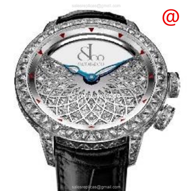 Jacob & Co. Caligula Replica, Manual Wind, 18kt White Gold Case, Silver Dial & Leather Strap Watch