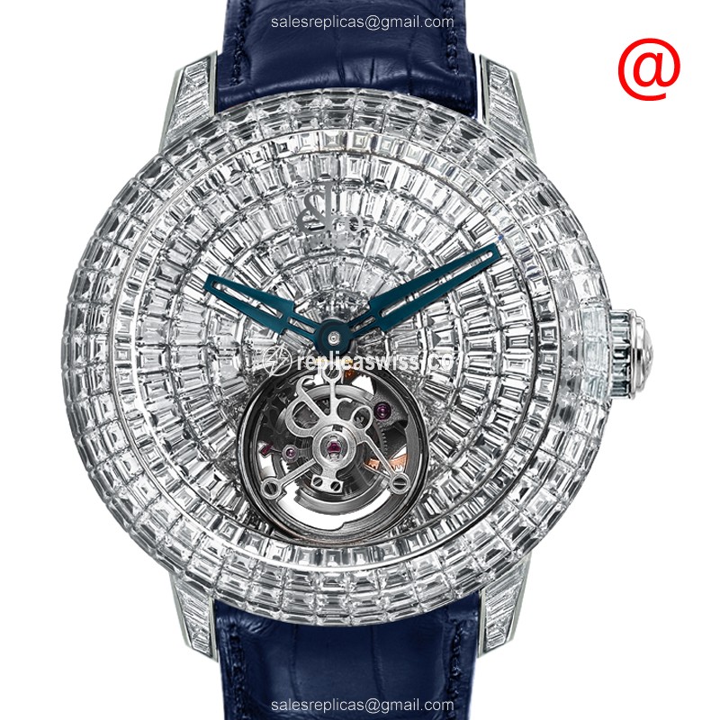 Jacob & Co. CV201.30.BD.BD.A Caviar Tourbillon Replica | Manual Wind | 18kt Gold Case | Silver Dial