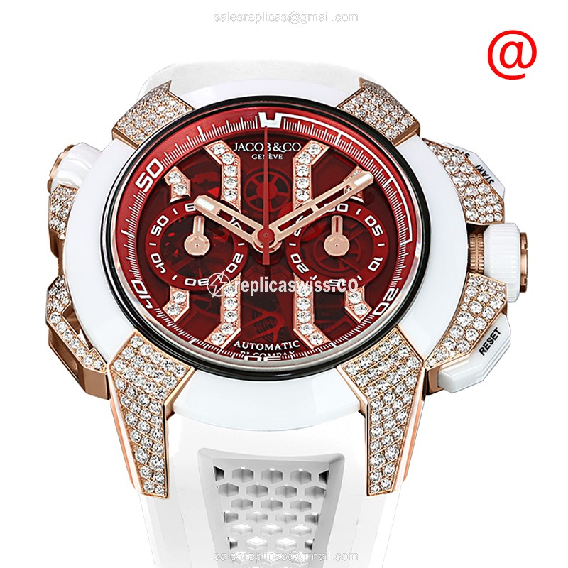 Jacob & Co. EC412.42.RW.RR.F Replica Watch: Automatic Movement, 18kt Rose Gold Case, Ruby Red Dial