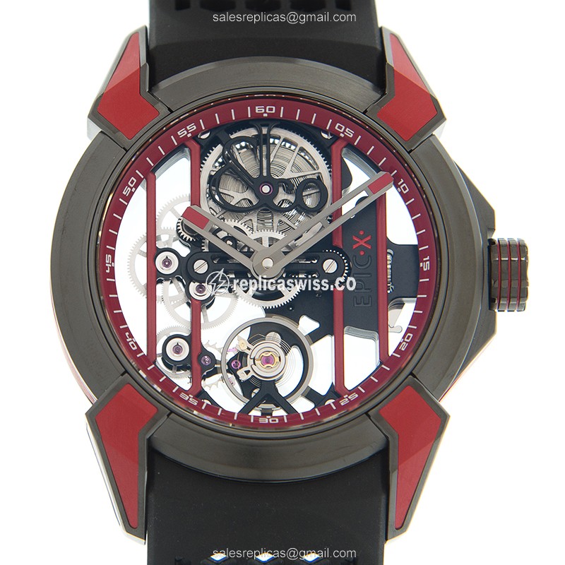 Jacob & Co. EX100.21.RR.RW.ALA4A Epic X Replica with Manual Wind Movement, Titanium Case & Skull