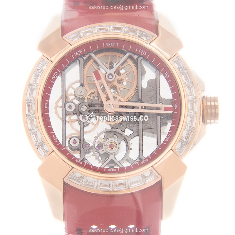 Jacob & Co. EX100.43.LD.OP.ALD4A Epic X Replica | Manual Wind | 18kt Rose Gold Case & Silver Dial