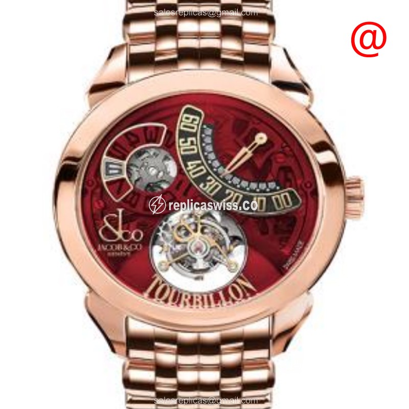 Jacob & Co PT510.40.NS.MR.A40AA Palatial — Red Dial, 18kt Gold Case, Manual Wind Watch