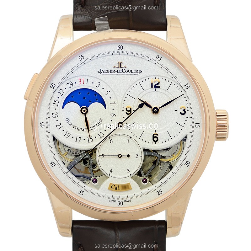 Jaeger-Lecoultre DUOMETRE Q6042522 Replica | Manual Wind | White Dial & Gold Case Watch
