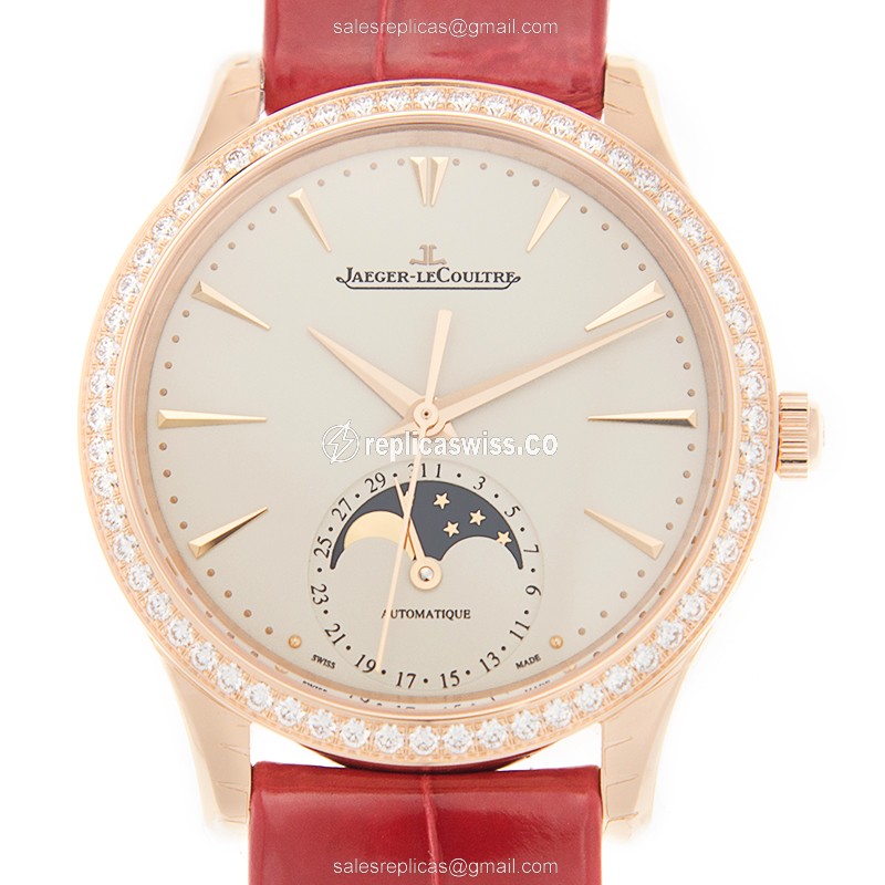 Jaeger-Lecoultre Master Ultra Thin Q1252501 Replica in White Dial & 18kt Rose Gold with Leather